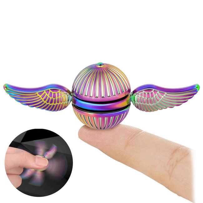 VOFOLEN Hand Spinner Stress Reliever Toy Wing Shape Rainbow Color Hand Spinner Spinners Spinning High Speed Cool Metal Gorgeous Colors Fidget Toy Stress Relief Time Killing ADHD Autism Developmental