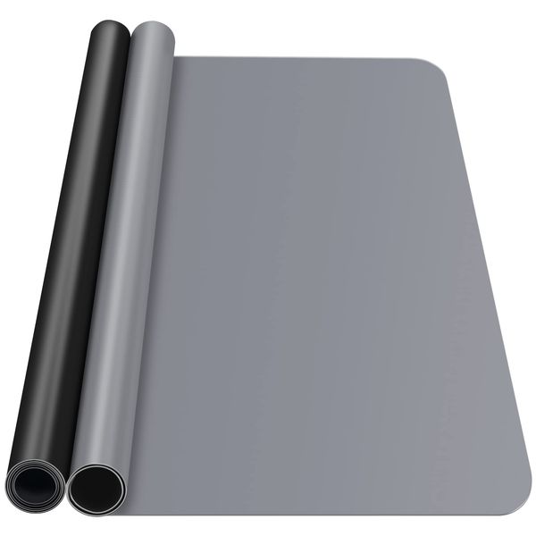 Silicone Sheets for Crafts, IKOCO 15.7"x 11.8" Silicone Craft Mat for Playdough A3 Large Nonstick Art Mat for Epoxy Resin Jewelry Casting, Black&Grey