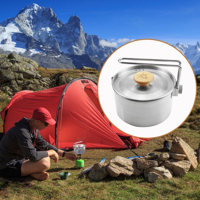 Outdoor Camping Pot Stainless Steel Tea Coffee Cooking Pot Kettle