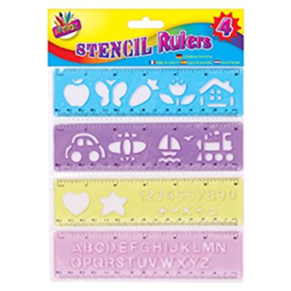 ART BOX 4 Pack Stencil Ruler, 1076