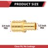 (Pack of 10) EFIELD Barb Crimp Pex 1/2 Inch x 3/4 Inch Reducing Coupling Brass Fitting