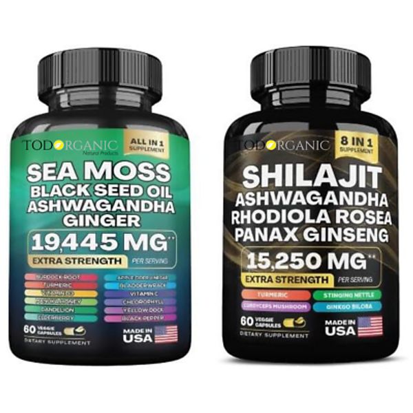 Sea Moss & Shilajit Complex - Black Seed Oil, Turmeric & Vitamin D Blend