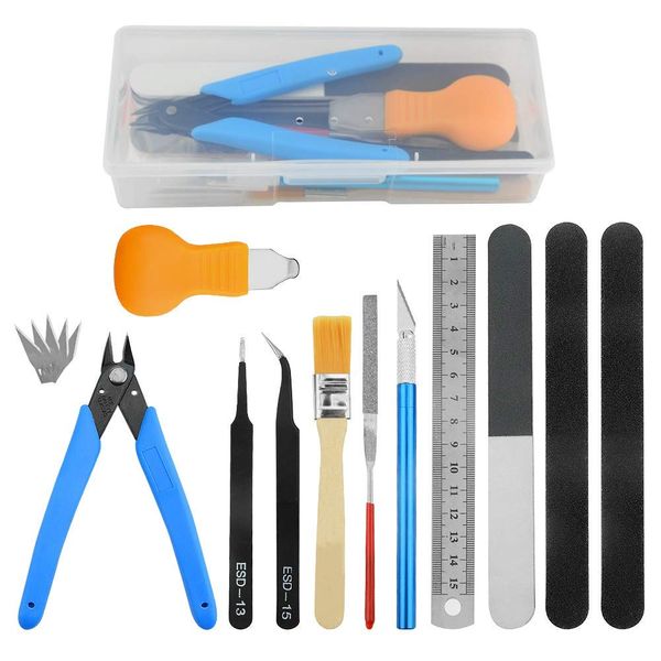 BGTXINGI 16Pcs Modeler Basic Tools Craft Set for Gundam Model Tools Kit with Plastic Box for Model Assemble Car Hobby Model Building Repairing and Fixing DIY Craft kit