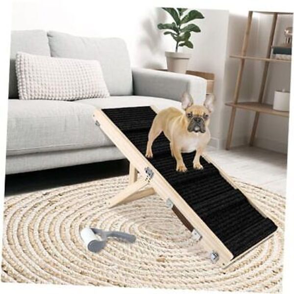 Small Dog Ramp, Adjustable Portable Folding Wooden Pet Ramp, 80cm/Black LGPT