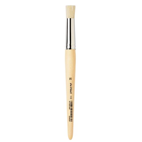 da Vinci Graphic Design Series 113 Stencil Brush, White Chinese Hog Bristle with Long Plainwood Handle, Size 14