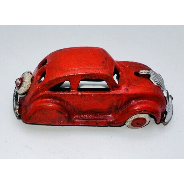 Vintage collectible Cast Iron Red Car 4 1/2” ×2"×1.5".