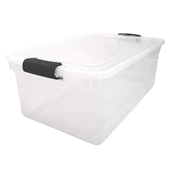 Clear Plastic Food Organizer Storage Bins 2 Pack with Handles for Organizing