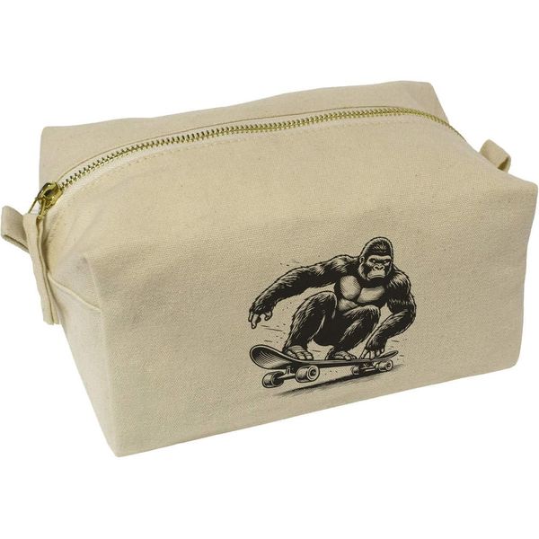 'Gorilla on a Skateboard' Canvas Wash Bag/Makeup Case (CS00036854)