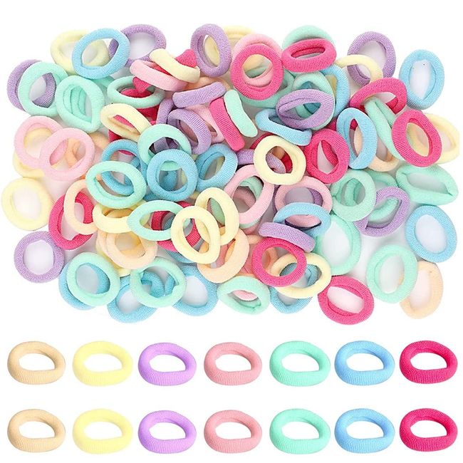 Clyhon 100 Stück Klein Haargummi Elastische Haargummi Kinder Mädchen Mini Haarband Baby Mehrfarbig Soft