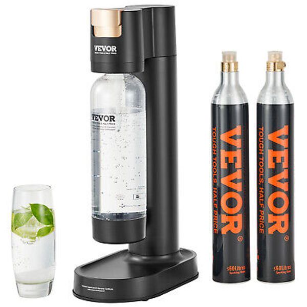 VEVOR Sparkling Water Maker Soda Maker Machine 1 PET Bottle 2 CO2 Cylinder Black