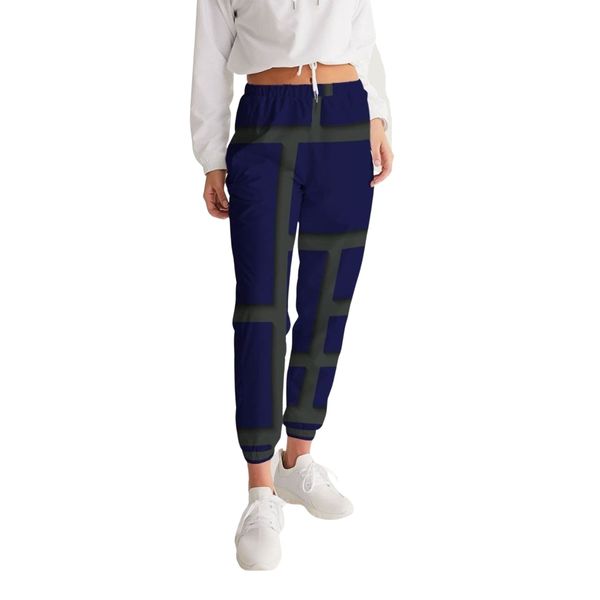 Womens Track Pants - Blue & Green Geometric Graphic Sports Pants - S