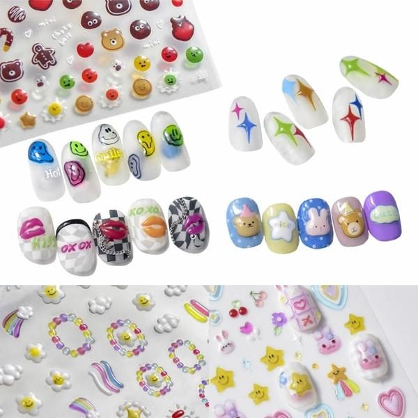 Nail Art Soft and Cute Jelly 5D Embossing Sticker 7 Types (WC92EB6)