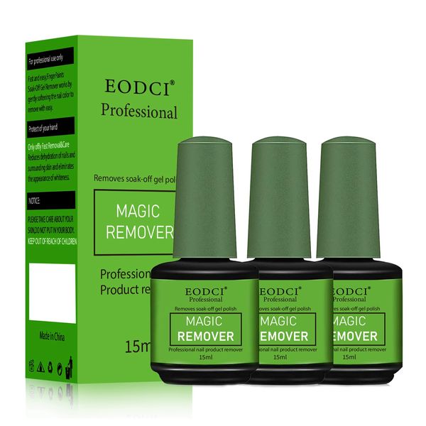 Eodci 3Pcs Magic Nail Polish Remover, Soak-Off Quick,Quickly & Easily Professional Remove Gel Nail Polish, Gel Polish Remover for Nails