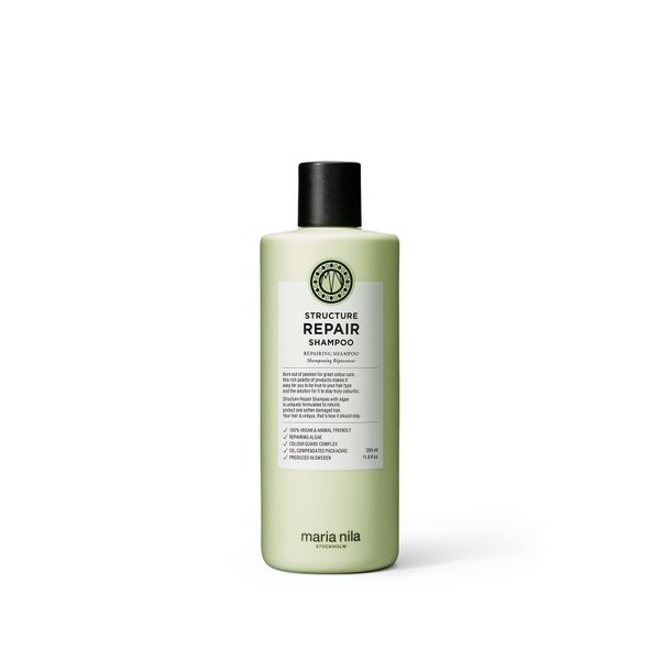 Maria Nila Structure Repair Shampoo, 11.8 Fl Oz / 350 ml, For Damaged & Chemically Treated Hair, Algae Extract Rebuilds & Moisturizes, 100% Vegan & Sulfate/Paraben free