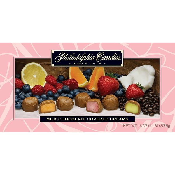 Philadelphia Candies Milk Chocolate Covered Assorted Creams (Soft Center Chocolates), 1 Pound Gift Box