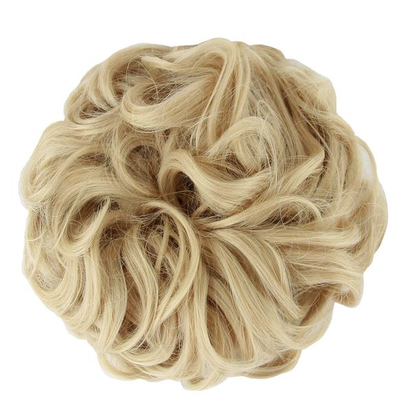 Discoball Hair Bun Extension 90G Plus Size Hairpieces Women Wavy Curly Messy Hair Bun Donut Hair Chignons Hair Piece Wig for women Updo Hairpiece (blonde, 90g)