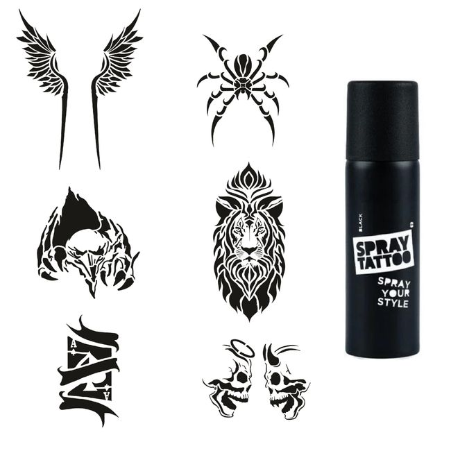 Hırçın Tasarımlar Spray Tattoo Geçici Dövme Yapma Seti Dark Siyah