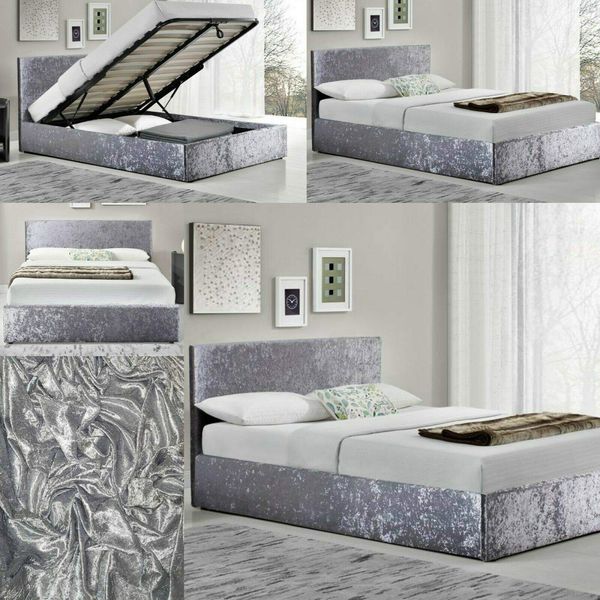 Crushed Velvet Divan Bed Base Wrap Valance Silver Grey Sheet Frame Cover Fully Elasticated Single Double King Super King Size (Silver, King)