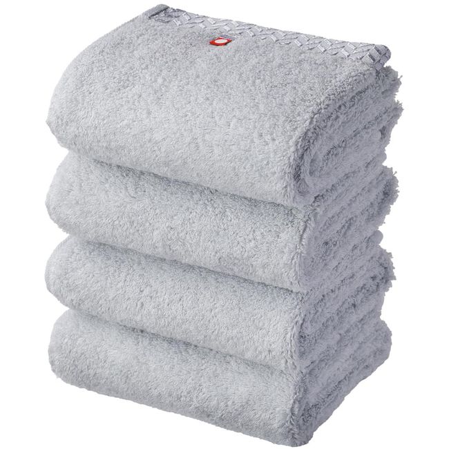 Imabari Towels, Face Towels, 100% Cotton, Set of 4, Ultra Thick, Premium, High Quality Long Pile, Sweet Twisted Twine, Gray, Face Towel, Imabari, Fluffy, Soft, Quick Drying, Instant Absorption, Made in Japan, Imabari Face Towel Set, Gift, Cotton, Hotel To