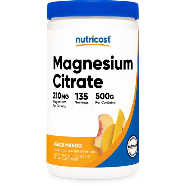Nutricost Magnesium Citrate Powder (Peach Mango, 500 Gram)