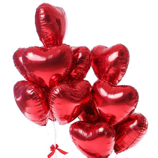 18 Inch Red Heart Balloons for Valentines Day Decor 12 Pcs Valentines Day Heart Foil Balloons for Wedding Engagement Anniversary Party Favor Decorations, Valentines Love Balloons