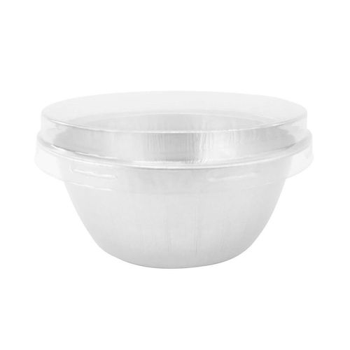 KitchenDance Disposable Colored Aluminum Foil Ramekins Pan with Lids - 4 Ounces Round Non-Stick Baking Pans Perfect for Home, Bakeries, Restaurants, Pack of 100, #ALU-50 (With Flat Lid, White)