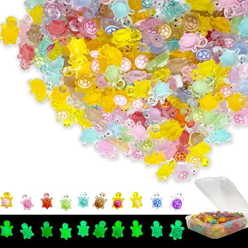 SOXUI 200 Pcs Mini Resin Turtles, Glow in The Dark Tiny Turtle Figurines, Small Animal Miniatures for Fairy Garden, DIY Craft, Terrarium, Aquarium, Micro Landscape Decor