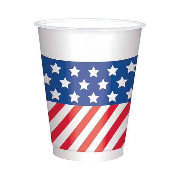 Vibrant Patriotic Plastic Cups - 16 oz. (Pack of 25) - Durable & Eye-Catching Design, Perfect for Parties & Events