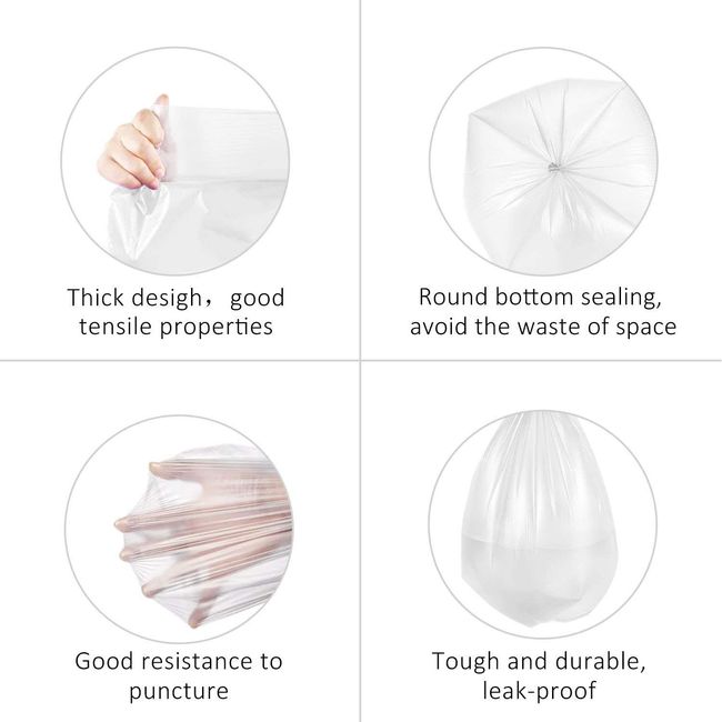 2 Gallon 100 Counts Strong Trash Bags Garbage Bags by Teivio, Bathroom  Trash Can Bin Liners, Plastic Bags for home office kitchen, Clear