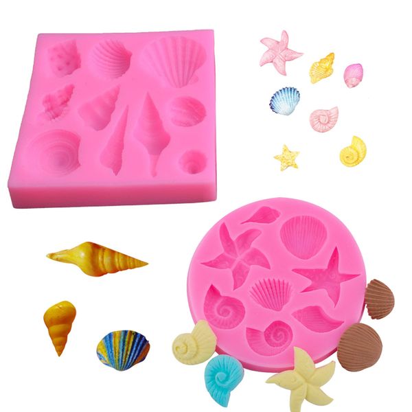 Lezed 3D Silikon Backform Seashell und Conch Silikon Fondant Kuchen Formen Sea Shell Silikonformen Schokoladenform Fondant Mold Kuchen dekorieren für Schokolade, Gelee, Süßigkeiten Schimmel 2 Pack