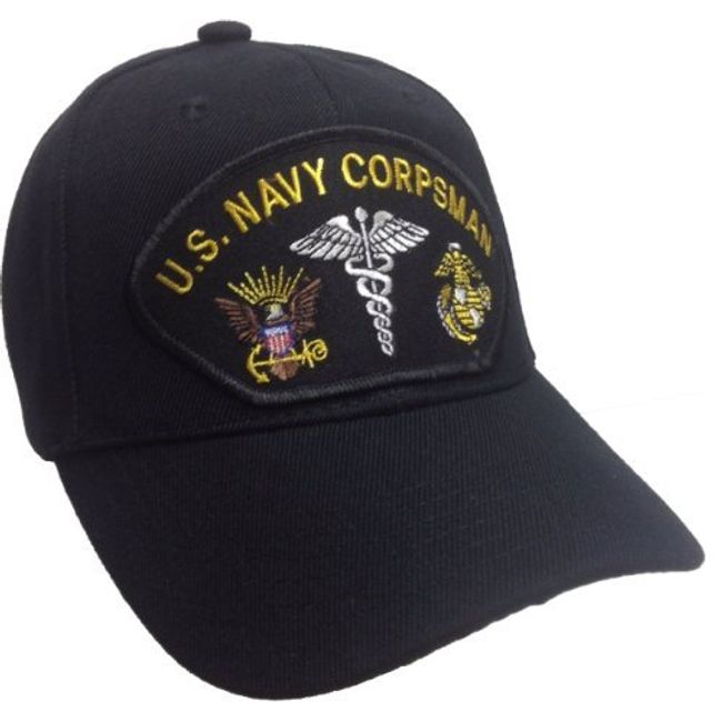 USNAVYSUBVET Corpsman Hat Navy Marine Corps FMF Black w/Free Sticker