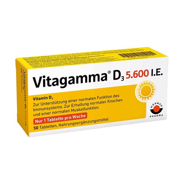 Vitagamma® D3 5.600 I.E.: Sonnenkraft für Ihre Gesundheit, Vitamin D trägt bei zu einer normalen Funktion des Immunsystem, 50 Tabletten