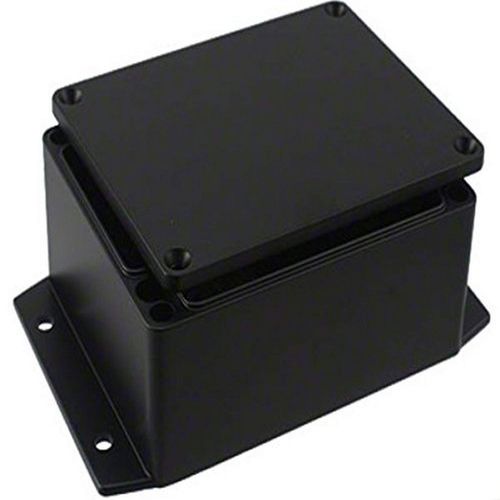 BUD Industries AN-2854-AB IP68 Aluminum Enclosure with Molded Mounting Flanges 4.53" L x 3.54" W x 2.17" D, Black