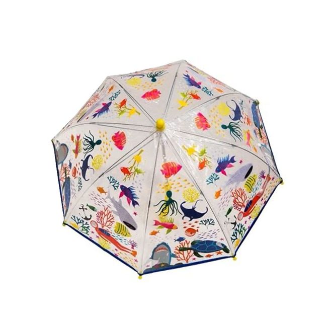 Floss & Rock Deep Sea Transparent Colour Changing Kids Umbrella, 23.6 Inch, Multicolor