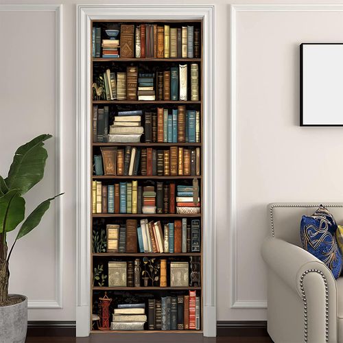 Door Sticker,Peel and Stick Vinyl Door Decals, Self-Adhesive Mural for Home Decor, 30.3" W x 78.7" L, Set of 2 Sheets