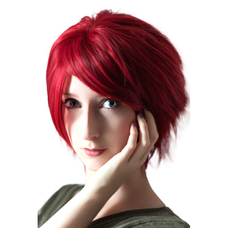 Prettyland C114 - Short Hair Skipy Pixie Fringed Cut Dark Red Carnival ...