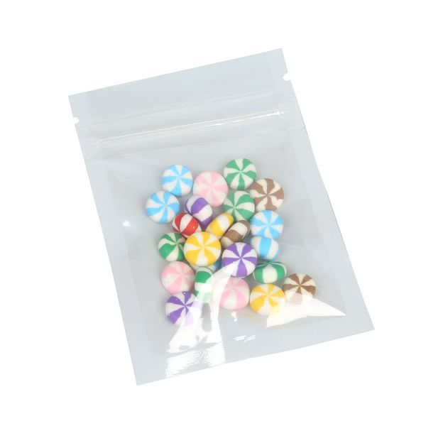 100PCS Clear/White Polyethylene Flat Reclosable Zip Bags 6.5x9cm (2.5x3.5")
