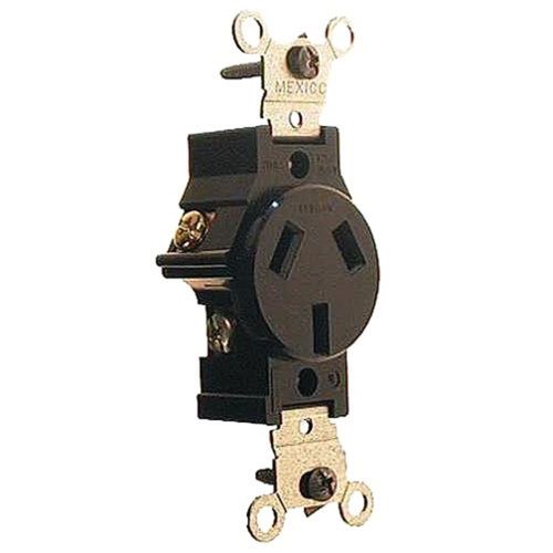 Leviton 20 Amp, 125/250 Volt, Narrow Body Single Receptacle, 5032, Brown