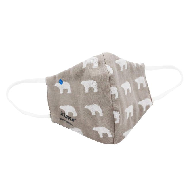 Towel Museum Kippis Polar Bear Nordic Gauze Mask, Hydrosilver Titanium, Antibacterial, Beige, Regular, Approx. 7.9 x 5.7 inches (20 x 14.5 cm)