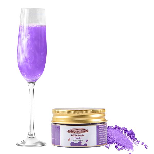 E-Kongton Purple Edible Luster Dust: 7 Grams Edible Glitter for Drinks, Fondant, Cake Decorating, Cookie, Chocolates and More, Food Grade Dust on Shine, Edible Metallic Powder, Vegan & Gluten Free