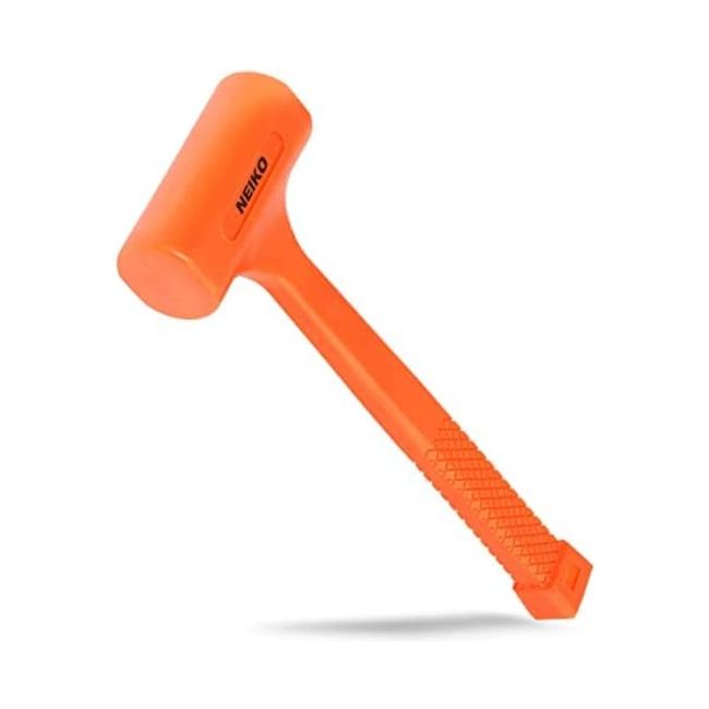 NEIKO 02849A 4 Lb Dead Blow Hammer, Neon Orange | Unibody Molded | Checkered Grip | Spark and Rebound Resistant