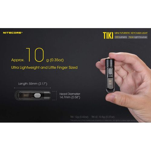 Nitecore TIKI LE 300 lumen micro USB rechargeable keychain flashlight/police strobe with EdisonBright brand USB charging cable