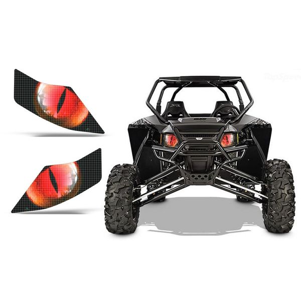 AMR Racing UTV Headlight Eye Graphics Decal Cover Compatible with Arctic Cat Wildcat - Eclipse Red