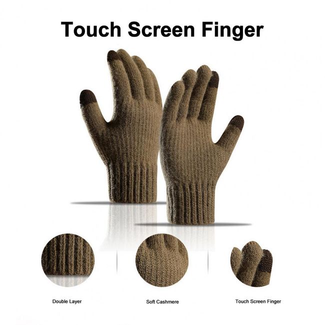 1 Pair Jacquard Pattern Patchwork Color Touch Screen Unisex Gloves Winter  Thickened Fleece Lining Knitting Gloves