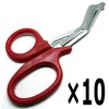 10 Pcs New Red Utility Scissors 7.25" Multi-Purpose DIY EMS EMT Shears Tools