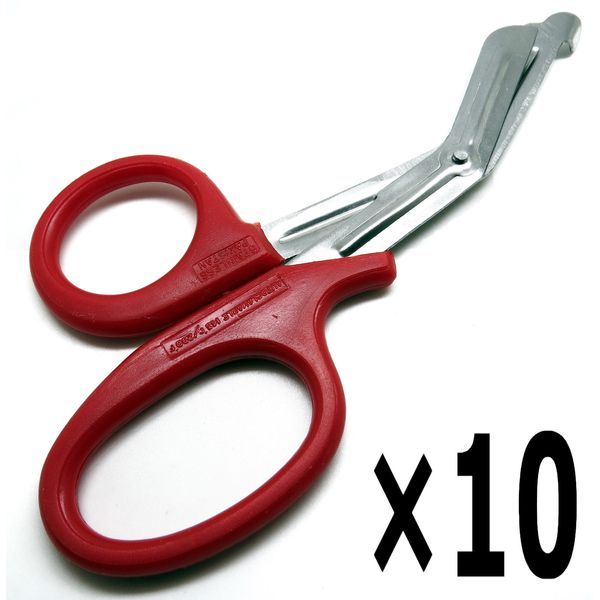 10 Pcs New Red Utility Scissors 7.25" Multi-Purpose DIY EMS EMT Shears Tools