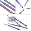 Dr.Pedi Cuticle Pusher and Cutter Nail Cleaner Tool Nail Cuticle Remover Tool Stainless Steel Double Ended Manicure Pedicure Kit in Storage Tin Box Nail Art Remover Tools 4 PCS, Color Gradient