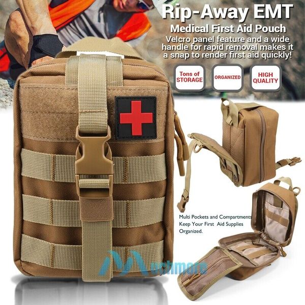 Tactical First Aid Kit Molle Pouch Medical EMT Bag Emergency Outdoor Survival