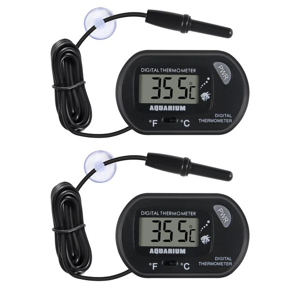 2Pack Digital Aquarium Thermometer Fish Tank Thermometer, Water Thermometer with Large LCD Display, Reptile Thermometer for Vehicle Reptile Terrarium Fish Tank Refrigerator.