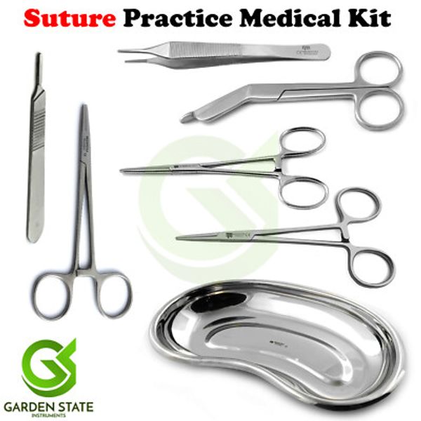 Suture Practice Medical Kit First Aid Dissection Forceps Dressing Scissors Tray